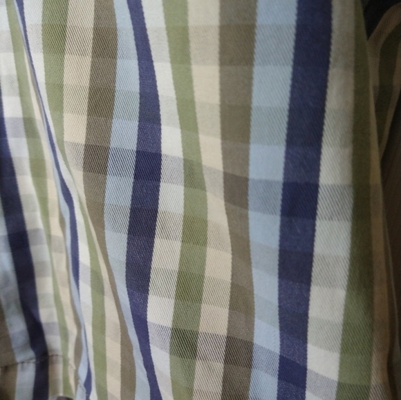 $ Olde school men blue green white stripe shorts.Zip flat front. Size 42 - Picture 6 of 14